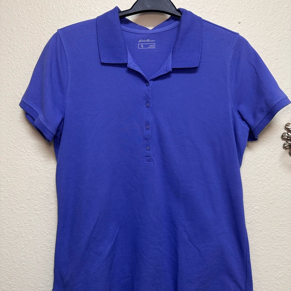 Eddie Bauer Ladies Classic Blue Polo Shirt Large-GUC